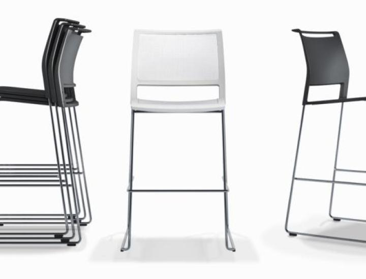 Tipo-SX – chaise de réunion/formation empilable, structure acier Ø13, matières recyclées.