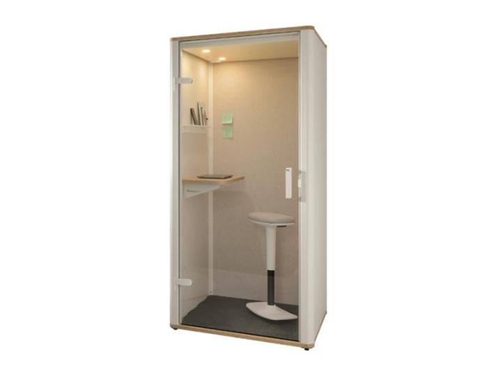 Cabine acoustique BOSSELINO UNO Bosse, box individuel compact, vue sur fond blanc