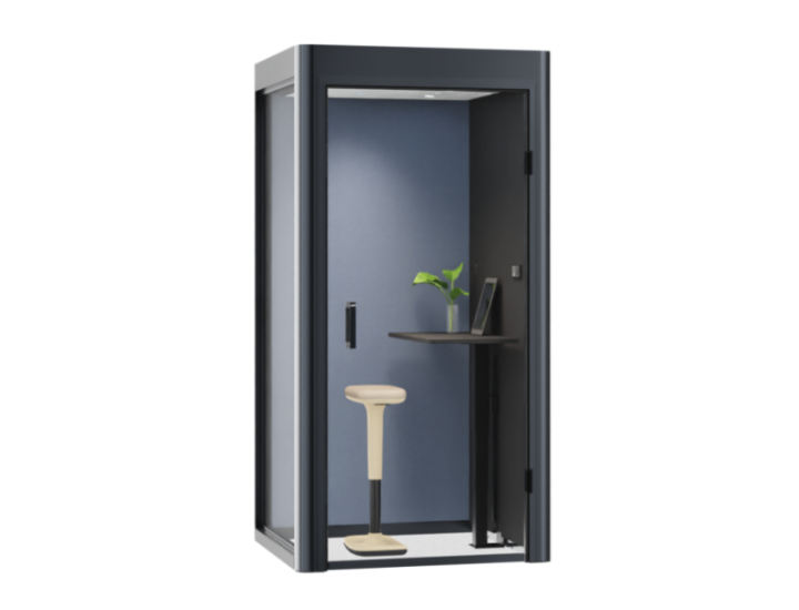 Cabine acoustique individuelle Cube 4.0 Telephone Bosse, phone booth de bureau, vue sur fond blanc