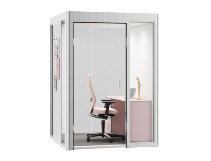 Cabine acoustique Cube 4.0 Work Bosse pour travail concentré, vue sur fond blanc