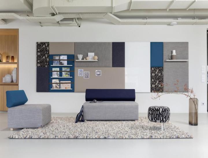Pillow Grid 2 Cascando avec éléments fonctionnels – mur acoustique et organisation murale