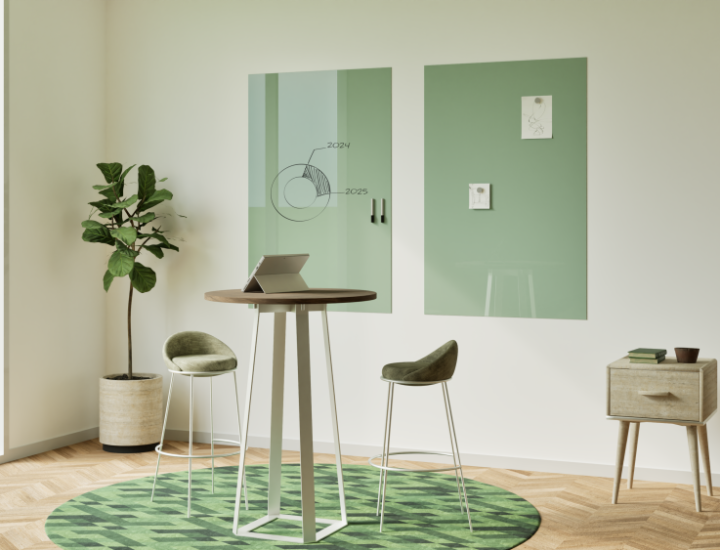 Tableau en verre Chameleon – support d’écriture design pour bureau et espaces collaboratifs
