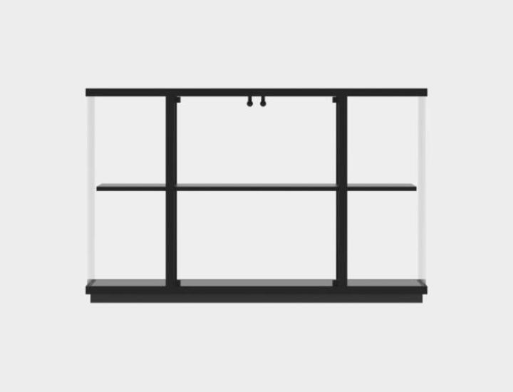 Vitrine Stolp Functionals sur fond blanc – vitrine design en verre avec LED