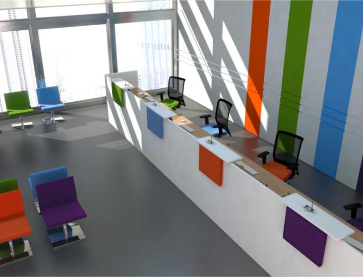 Banque d’accueil Image installée dans un hall d’entreprise