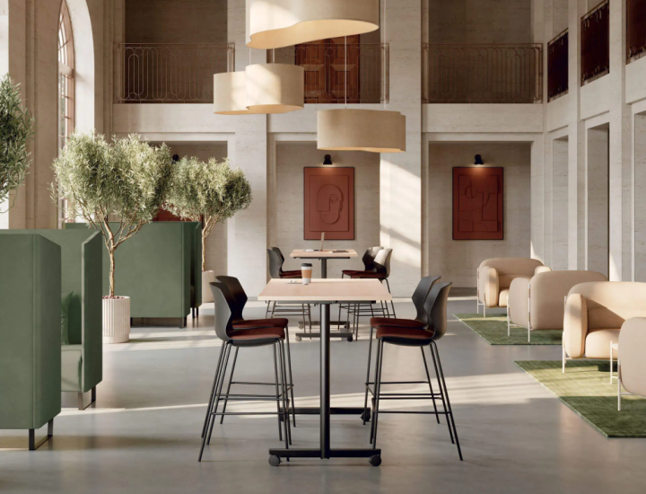 Table haute Evolve sur fond blanc