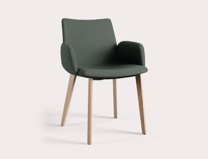 Chaise Vita sur fond blanc avec assise tapissée et design contemporain