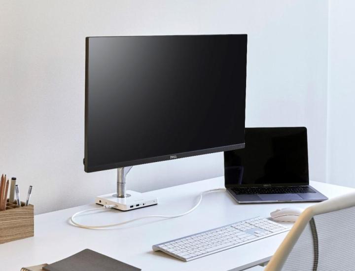 Support écran ergonomique M2.1 installé sur un bureau professionnel
