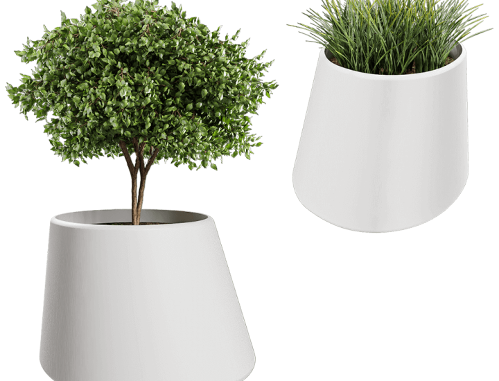 Jardinière conique Conee – Bac à plantes design aluminium sur roulettes pour professionnels