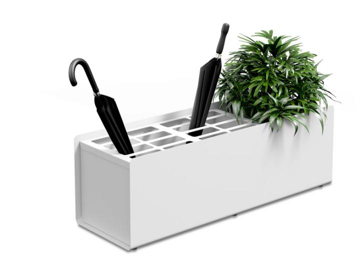 Gamme Crepe Systemtronic – Jardinière et porte-parapluies en aluminium plié pour professionnels