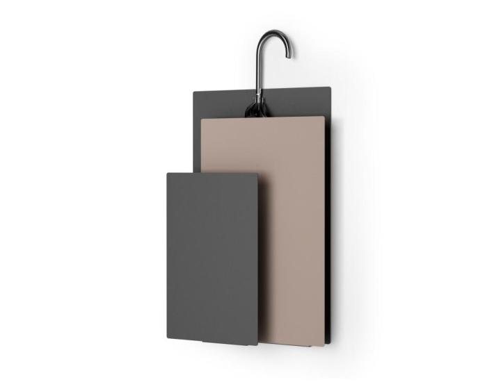 Porte-parapluies Sou Systemtronic – Trois panneaux acier bicolore sur pied ou mural pour espaces d'accueil