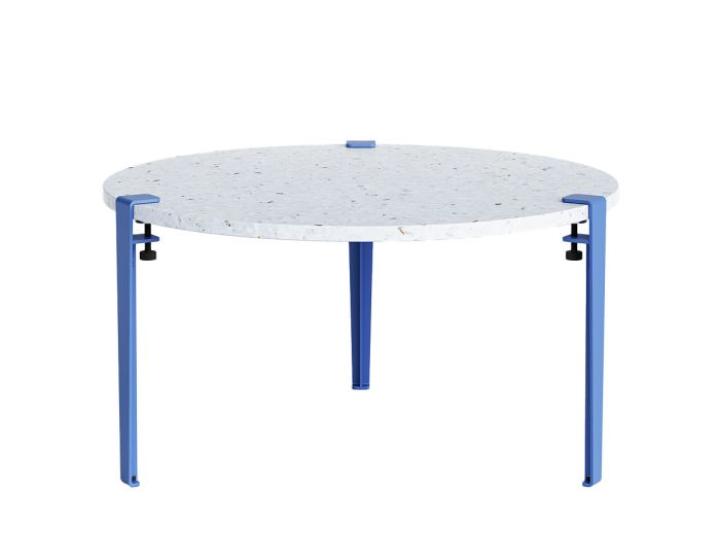 Table basse ronde Venezia TIPTOE – Plateau plastique recyclé Ø 80 cm et pieds acier colorés pour espaces professionnels