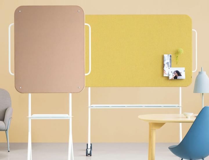 Mezzo Zilenzio Note Design Studio – Écran de sol mobile tableau blanc et absorbeur acoustique