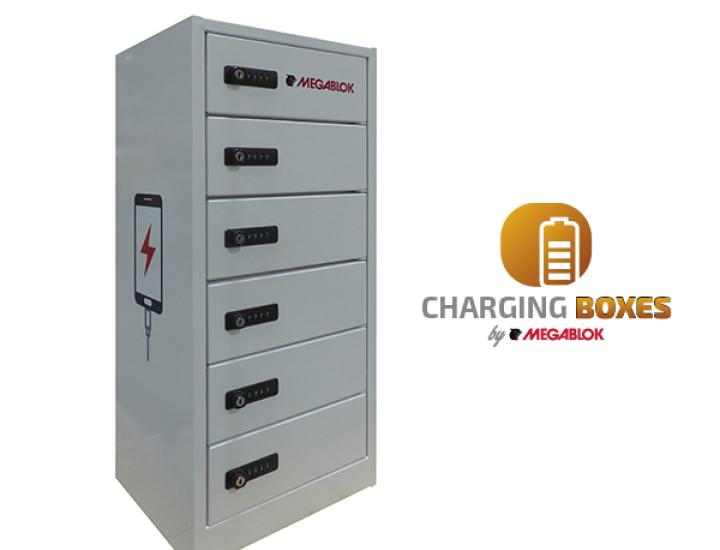 Charging Box installé dans un espace d'accueil de bureau moderne