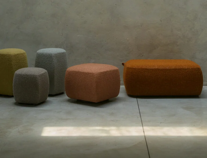 Collection Sea Shell Luxy – Mobilier d'accueil modulable en tissu ou cuir, pieds métal ou bois au choix