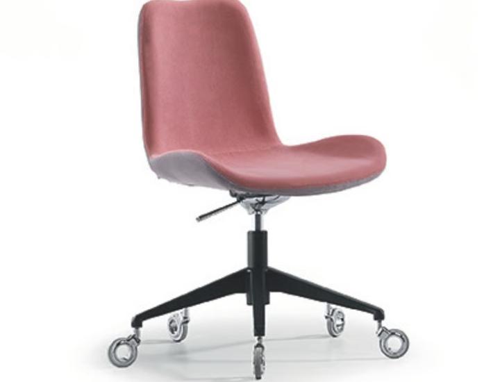 Chaise design italienne Midj Dalia – piètement acier laqué, assise rembourrée tissu ou cuir